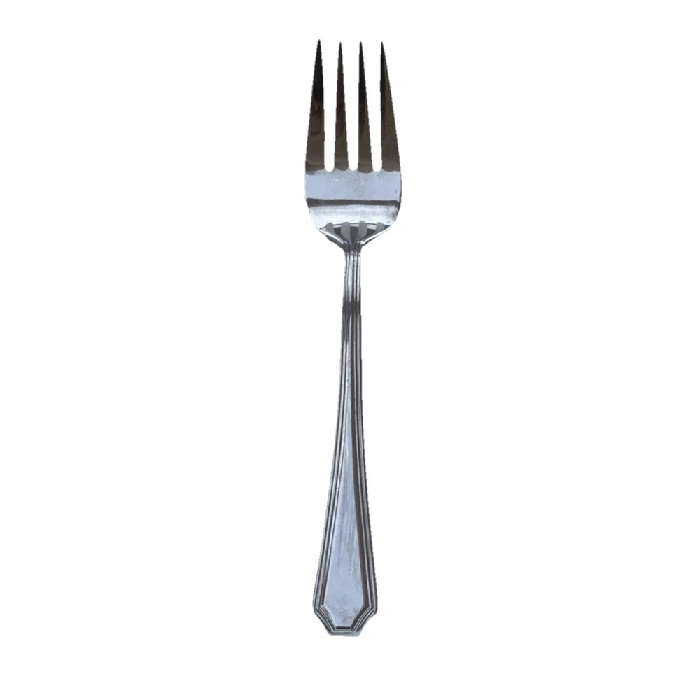 Wallace Arlington Serving Fork 18/10 Stainless Flatware Outlined Edge Glossy‎